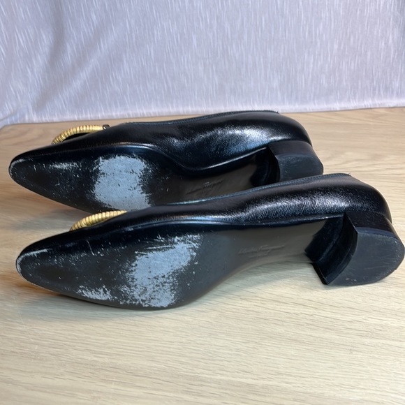 Ferragamo Black Leather Flats 6 1/2 C - Picture 7 of 7